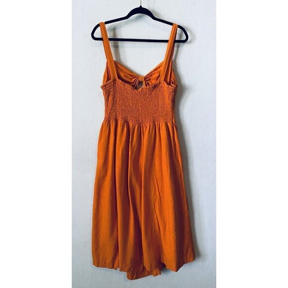 FE Noel x Target Dress Womens XXL 2XL Orange Double Cut Out Midi Linen Blend - Picture 5 of 7